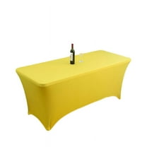 AUQ Table Cloth Minimalist Style Rectangle Tablecloth,Elastic Stretch Table Cover for Weddings and Parties,Yellow
