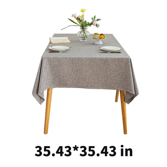 AUQ Table Cloth Natural Cotton-Linen Rectangle Tablecloth,Waterproof Tablecloth for Dining Room&Kitchen,Light Gray,35*35inch