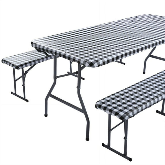 AUQ Table Cloth Rectangle Table,Protect Your Table From Food Spills and Dust Plaid Tablecloth,Wipe Clean with A Damp Cloth Table Cloths for 6 Foot Rectangle Tables,Black and White Check