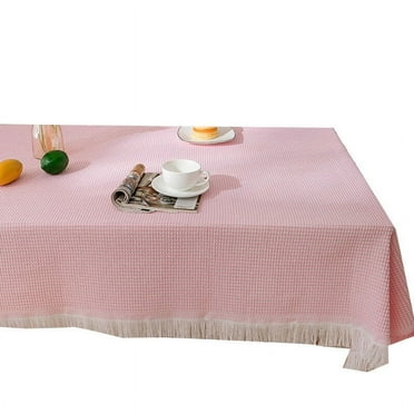 AUQ Table Cloth Simple Cotton Linen Rectangle Tablecloth,Elegant Tablecloth for Stylish Homes,Pink