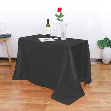 AUQ Table Cloth,Soft Satin Texture Tablecloth,Colorfast and Fade-Resistant Table Cover for Family Gathering,Business Event,or Wedding,145*260CM,Black