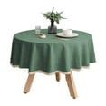 thumbnail image 1 of AUQ Table Cloth,Farmhouse Tassel Design Tablecloth,Elegant Finish Cozy Appeal Table Covers,Dark Green,140cm, 1 of 4