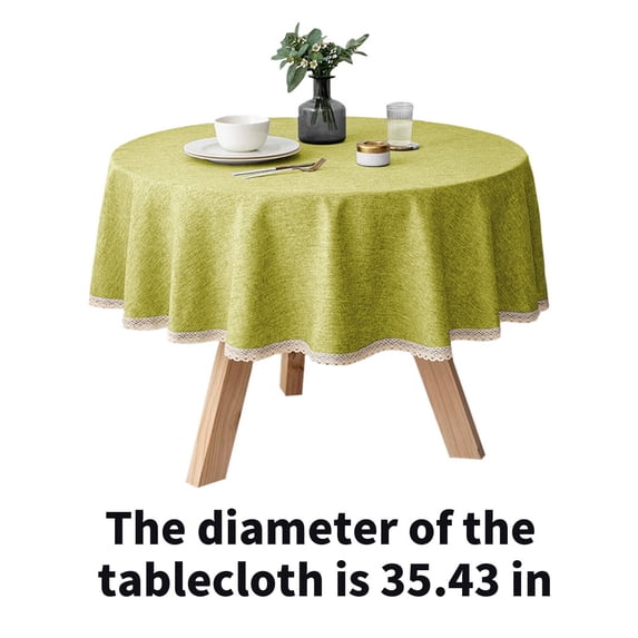 AUQ Table Cloth Waterproof TPU Round Tablecloth,Stylish Rustic Tablecloth for Family Dinners,Green,35*35inch
