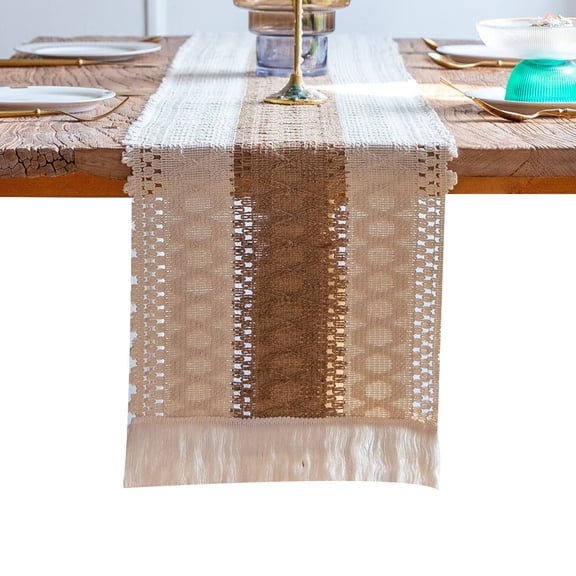 AUQ Table Runner,Breathable Eco-Friendly Fabric Table Cloth,Stylish Crochet Pattern Table Cloth Rectangle Table,30*183cm,Style24