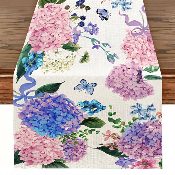 AUQ Table Runner,Breathable Knit Linen Table Runner,Clean Illustration Farmhouse Table Runner,Style3