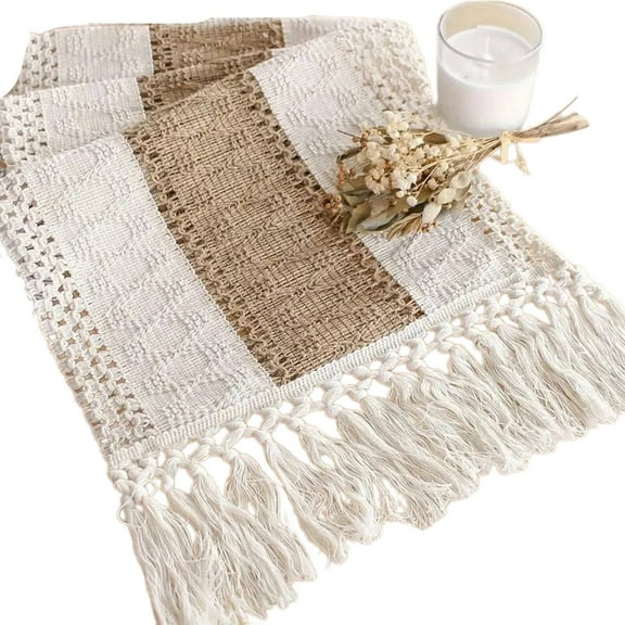 AUQ Table Runner,Cotton-Linen Blend Table Runners,Soft and Breathable Simple to Clean Table Mats,Style2,30*183cm