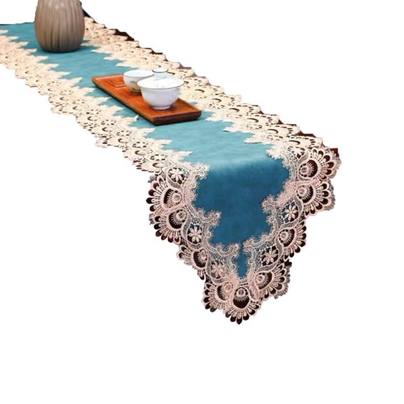 AUQ Table Runner,Elegant Design with Lace Trim Table Cloth,Waterproof and Oil-Resistant PU Table Runners,40*180cm,Style5