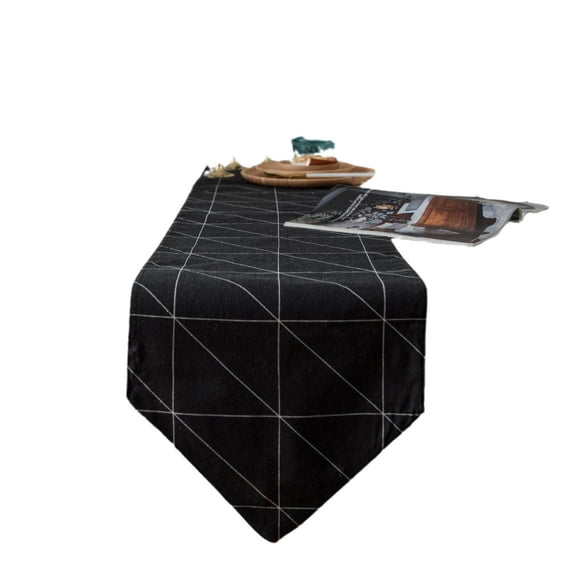 AUQ Table Runner,Geometric Checkerboard Print Table Runners,Dual-Layer Craftsmanship Versatile Table Decor Table Cover,Black,30*180cm