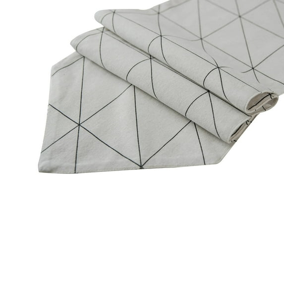 AUQ Table Runner,Geometric Checkerboard Print Table Runners,American Country Style Table Cloth,30*180cm,White
