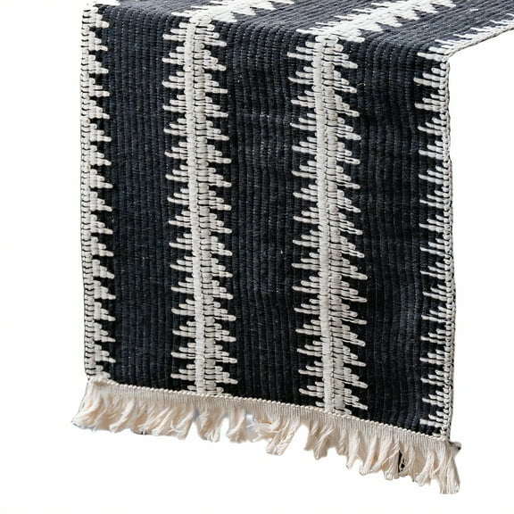 AUQ Table Runner,Neat Edge Design Farmhouse Table Decor,Cotton Linen Textile Kitchen Table Decor,Style1,30*140cm