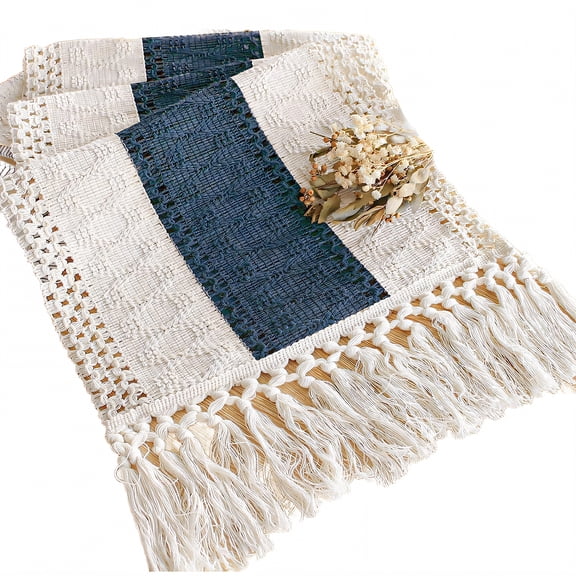 AUQ Table Runner,Polyester Fiber Textile Dining Room Table Decor,Knotted Tassel Table Runner 48 Inches Long,Style2,30*120cm