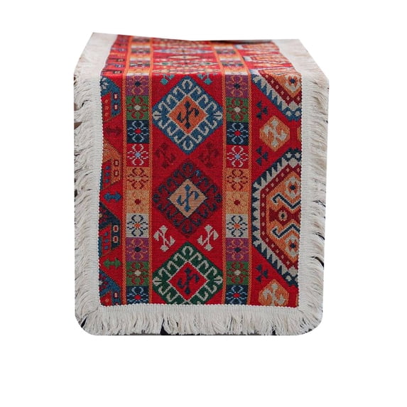 AUQ Table Runner,Refined Home Elegance Table Runners,Functional Tassel Border Elegant Jacquard Design Table Mats,Style10,30*180cm