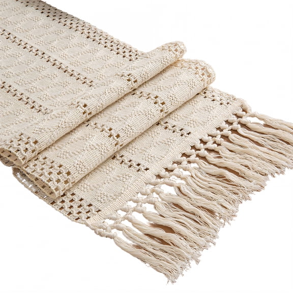 AUQ Table Runner,Resilient Fiber Fabric Table Runners 72 + Inches Long,Tassel Tie Finish Farmhouse Table Runner,Style3,30*200cm