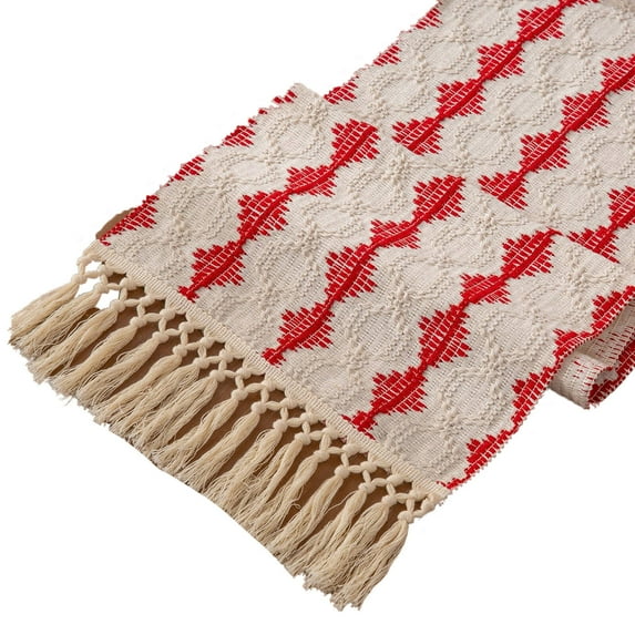 AUQ Table Runner,Soft and Breathable Fabric Table Mats,Handcrafted Tassel Detailing Table Cloth Rectangle Table,30*183cm,Style15