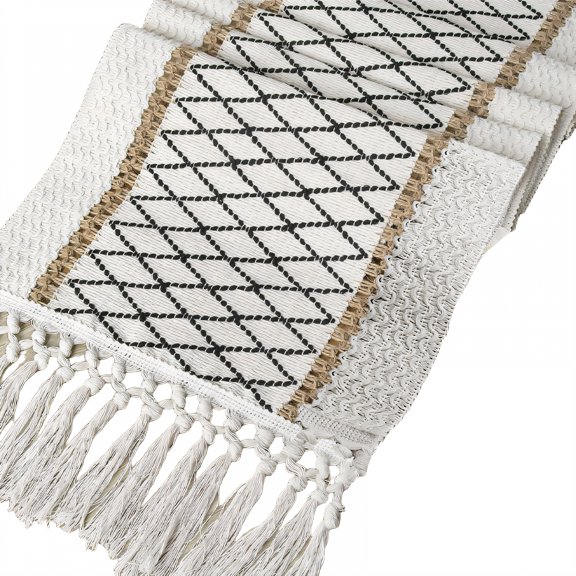 AUQ Table Runner,Stable Fiber Fabric Table Runners 72 + Inches Long,Tassel Tie Finish Farmhouse Table Runner,Style2,30*200cm
