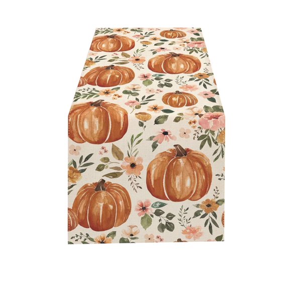 AUQ Table Runner,Thanksgiving Autumn Design Table Cover,Luxurious Linen Fabric Table Cloth,33*183cm,Style30