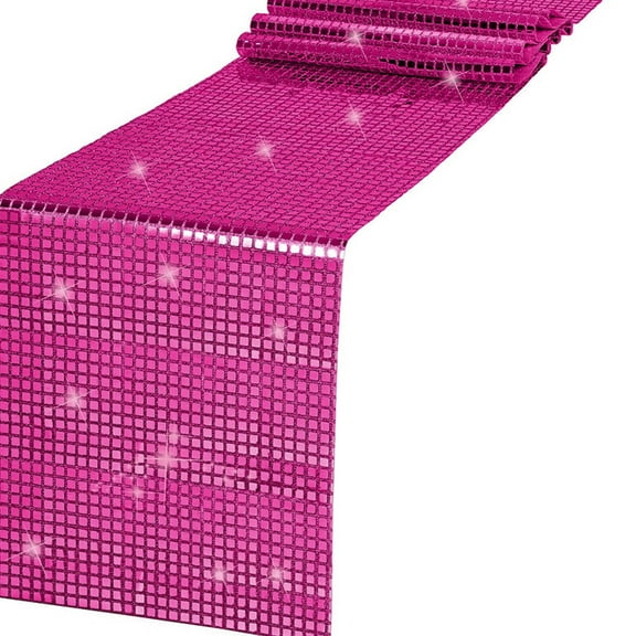 AUQ Table Runner,Unique Disco Mirror Sequin Design Table Cloth,European Elegant Style Table Mats,30*180cm,Rose Red