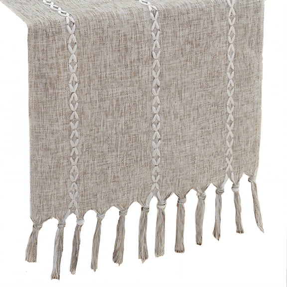 AUQ Table Runner,Well-Defined Texture Farmhouse Table Runner,Fine-Thread Fiber Kitchen Table Decor,Off-White,33*305cm