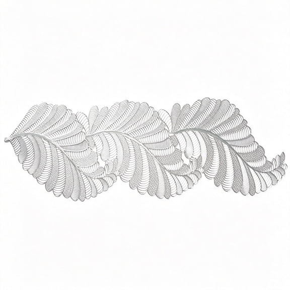 AUQ Table Runners 36 Inches Heat Resistant Table Runner Leaf Shaped Vinyl Table Runner Waterproof Washable Table Mats Table Runner for Party,Wedding Decorations (Silver Leaf Shaped)