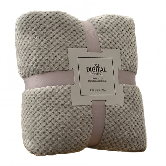 AUQ Throw Blanket,Embossed Pattern Detail Soft Throw Blanket,Thick Cozy Texture Warm Blanket,Khaki,90*90in