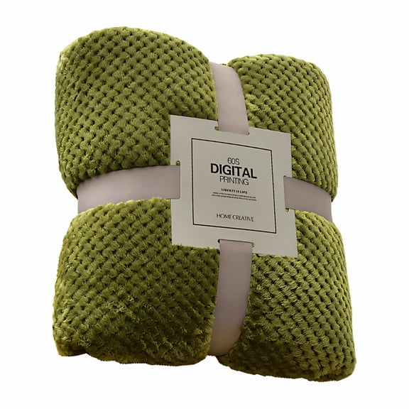 AUQ Throw Blanket,Thickened Plush Fabric Throw Blanket for Couch,Efficient Heat Lock Bed Blanket,Armygreen,47*78in