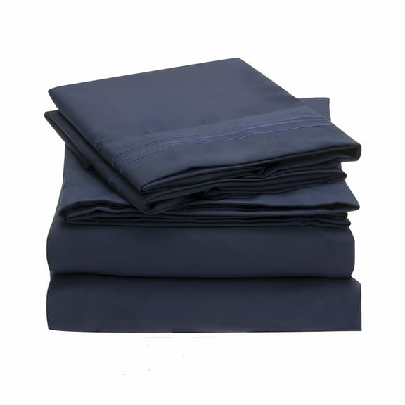AUQ Top Split-King,Adjustable King Bed Sheets-4Pc Bed Sheet Set-100% Egyptian Cotton-800 Thread Count-15 Inch Deep Pocket,Egyptian Cotton Sheets Top Split King,Navy Blue Solid