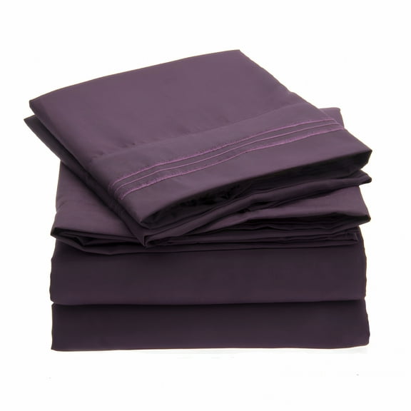 AUQ Top Split-King,Adjustable King Bed Sheets-4Pc Bed Sheet Set-100% Egyptian Cotton-800 Thread Count-15 Inch Deep Pocket,Top Split King,Plum Solid-Split Down 28 Inches From the Top
