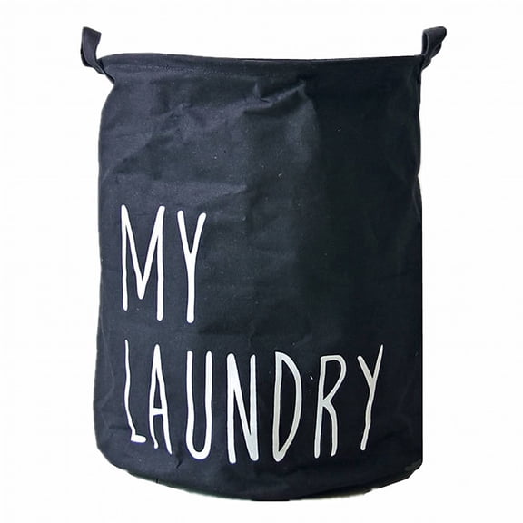 AUQ Toy Storage Bucket,Foldable Storage Function Sundry Organizing Basket,Save Space Dirty Clothes Basket,black,35*45CM,Canvas + PE waterproof layer