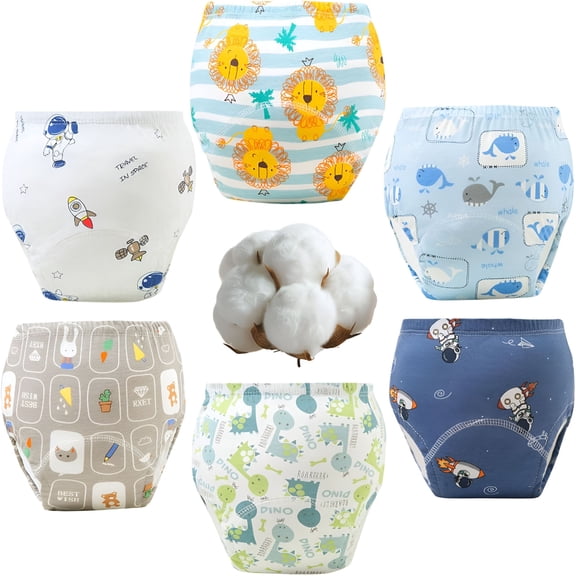 AUQ Training Pants Training Underwear for Boys Girls Soft Absorbent & Leak-Proof Comfortable Washable (6Pc-Boy,M)