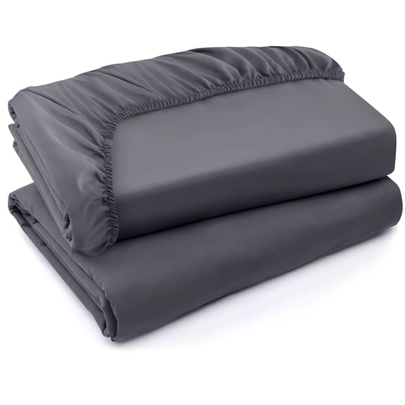 AUQ Twin Fitted Sheets Bulk Pack of 2 Bottom Sheets Brushed Microfiber Deep Pockets Shrinkage & Fade Resistant Care (Twin )