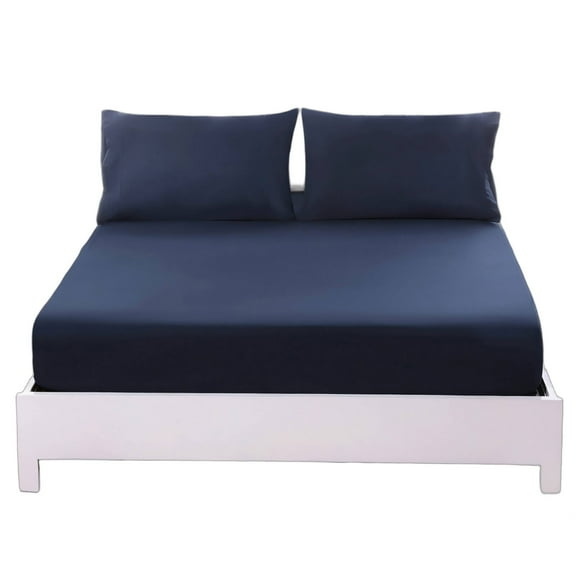 AUQ Twin Sheet,Egyptian Cotton 100% Cotton Sheets,30Cm High Skirt Deep Pocket Sheet for Fitted Flannel Sheet,Anti-Slip & Convenient Care Sheet Set Deep Pocket,Navy Blue