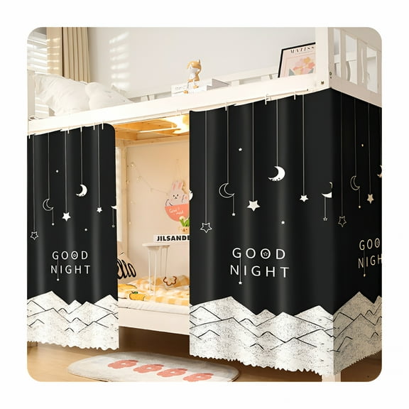 AUQ Upper/Bottom Bunk Bed Curtains Dorm Home Blackout Privacy Bed Cloth Curtain Shading Breathable Dustproof Bed Canopy with Rope and Buckles for Kids Teen Loft Bed Single Sleeper