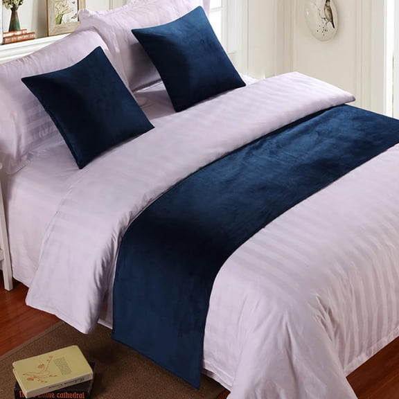 AUQ Velvet Bed Runner Decorative Bed Scarf for Bedroom Hotel,Modern Solid Color Throw with Matching Decorative Pillow Covers,Luxurious Soft Bedding Foot Accent