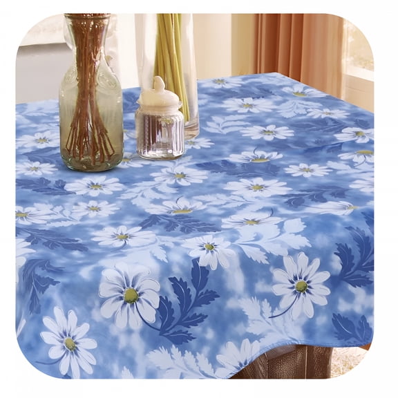 AUQ Vinyl Picnic Square Daisy Pattern Waterproof Tablecloth 35" X 35"
