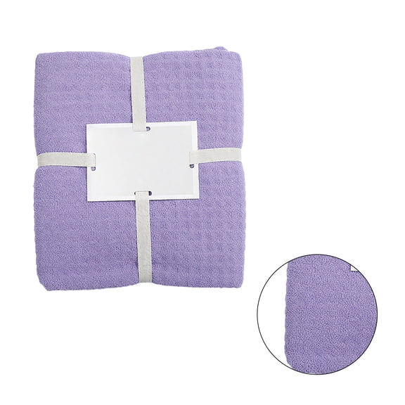 AUQ Waffle Bath Towels,Lightweight Fluffy Cotton Weave Large Bath Towels,Even Precision Thread Lines Oversized Bath Towels,Purple,55.12*27.56*0.79in