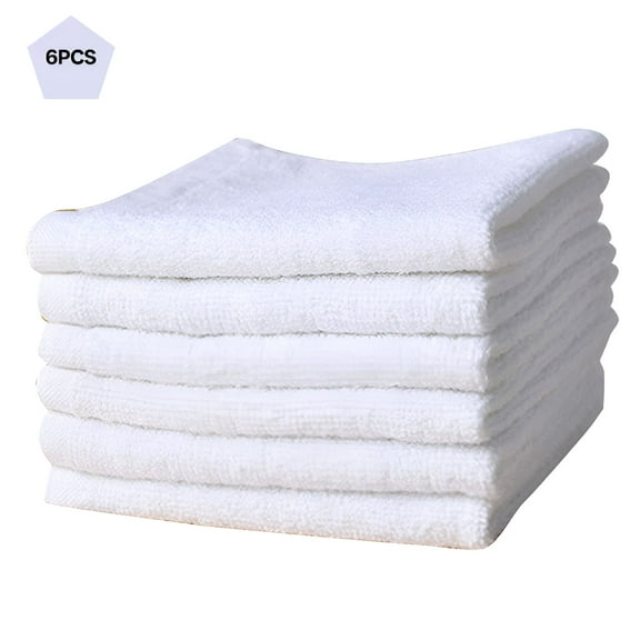 AUQ Wash Clothes White Cotton Washcloth Pack - 6 Count