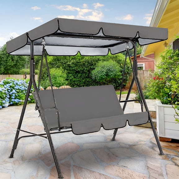 AUQ Waterproof Oxford Cloth Canopy,Garden Swing Seat Replacement Canopy,Double Swing Replacement Canopy,Outdoor Patio Hammock Swing Seat Cover,55.38"x46.8"x7.02" Swing Canopy Cover