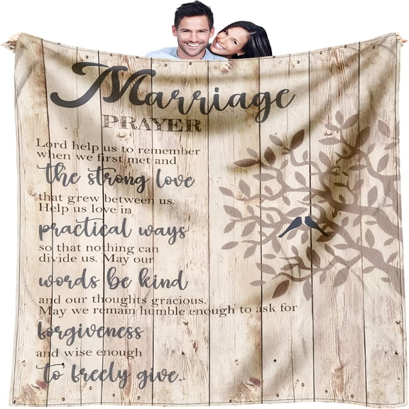AUQ Wedding Gifts for Couple,Valentines Day Bridal Shower Gift for Bride to Be,Best Bride Gifts for Wedding Day,Unique Newlywed Gifts for Couples,Marriage Prayer Throw Blanket