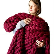 AUQ Weighted Blanket,Handcrafted Chunky Knit Throw Blanket for Couch,Elegant and Functional Heavy Blanket,Red,31.5" 31.5"