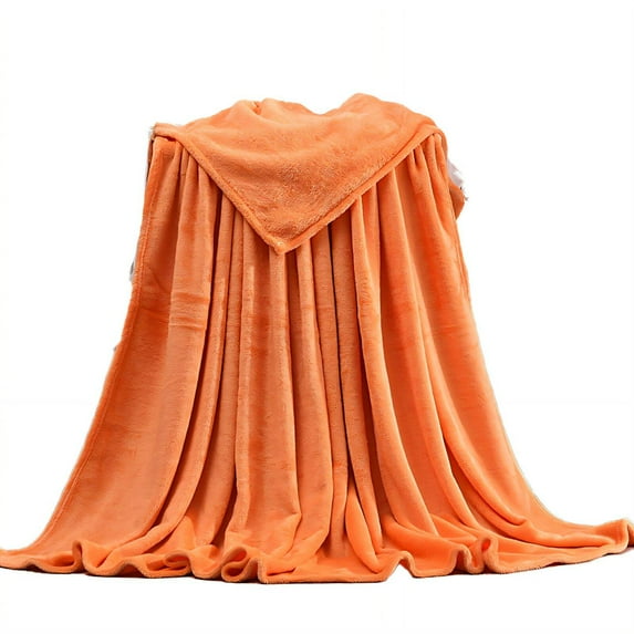 AUQ Weighted Blanket,Pure Color Coral Fleece Cozy Blanket,Breathable and Mul-Purpose Heavy Blanket,Orange,19.7"×27.5"