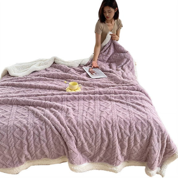 AUQ Weighted Blanket,Snuggle Up on Chilly Nights Plush Blanket,No Fading or Shrinking Throw Blankets for Bed,Purple,70.9"脳78.7"