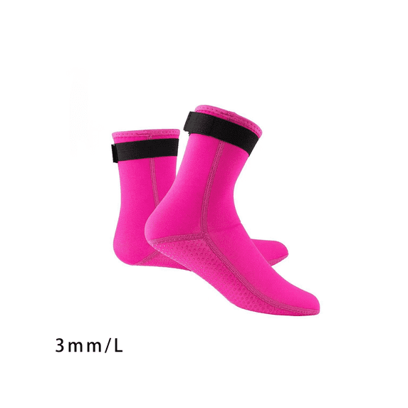 AUQ Wetsuit Socks,Foot-Conforming Beach Water Shoes,Traction-Enhanced Anti-Slip Swim Socks,Red,L
