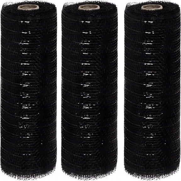 AUQ Wide Deco Mesh for DIY Wreaths  6 Inch x 30FT Pink Foil Ribbon (3 Rolls)  Perfect for Wedding,Holiday & Party Decor