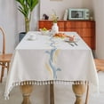 thumbnail image 1 of AUQ 55 × 87 in Wipeable Tablecloths,Embroidered Letters Party Tablecloth,Non-Slip Linen Tablecloth, 1 of 6