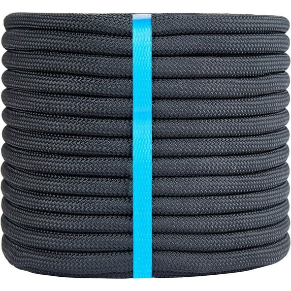 AUR 1/2 Inch 200ft Double Braided Polyester Arborist Rope, Heavy Duty Nylon Rope for Anchor, Tree Work, Cargo, Pulling, Sailing(Black)