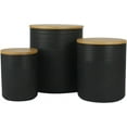 thumbnail image 1 of AUR 10 Strawberry Street Luca Matte Black Embossed 3 Piece Canister Set, 1 of 11