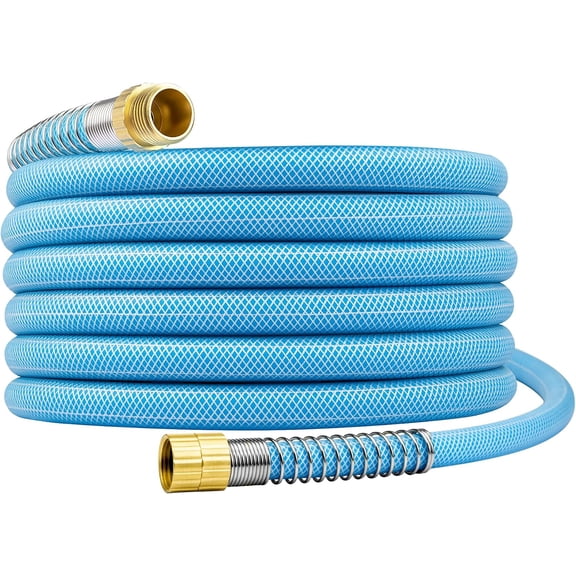 AUR 12 ft x 5/8" Leader Hose for Hose Reel Connector, 150 PSI Heavy Duty Lead-In Hose with 3/4" Solid Brass Fittings