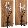 thumbnail image 1 of AUR 2 Pcs His and Hers Towel Hooks for Bathroom Kitchen Farmhouse Wood Wall Hanging Heavy Duty Double Towels Holder Hooks Christmas Rustic Decorative Hanging Coat Keys Robe Hat (Brown), 1 of 6
