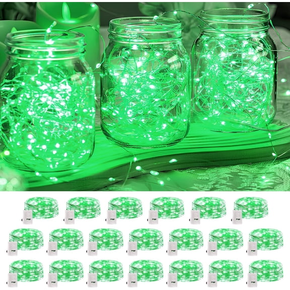 AUR 20 Pack LED Fairy Lights Battery Operated,7FT 20 LED Waterproof Mini Twinkle String Lights for Wedding Party Christmas Decorations,Green