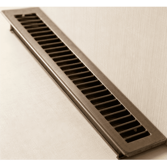AUR 2x14 Inch Floor Register, Heavy Duty Steel Walkable Floor Vents, Easy Adjust Air Supply Lever, Vent Covers for Home (Brown)